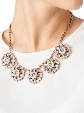 Slate & Willow Blush Pink Crystal & Pearl Statement Necklace - NWOT
